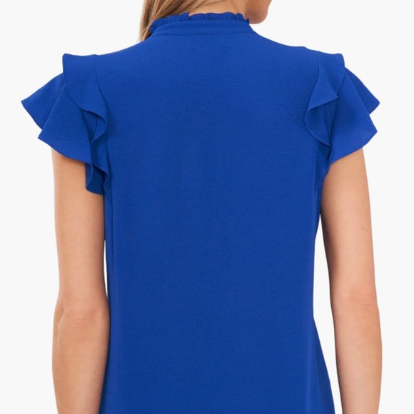 CeCe | Pintuck Ruffle Short Sleeve Blouse - Picture 2 of 5